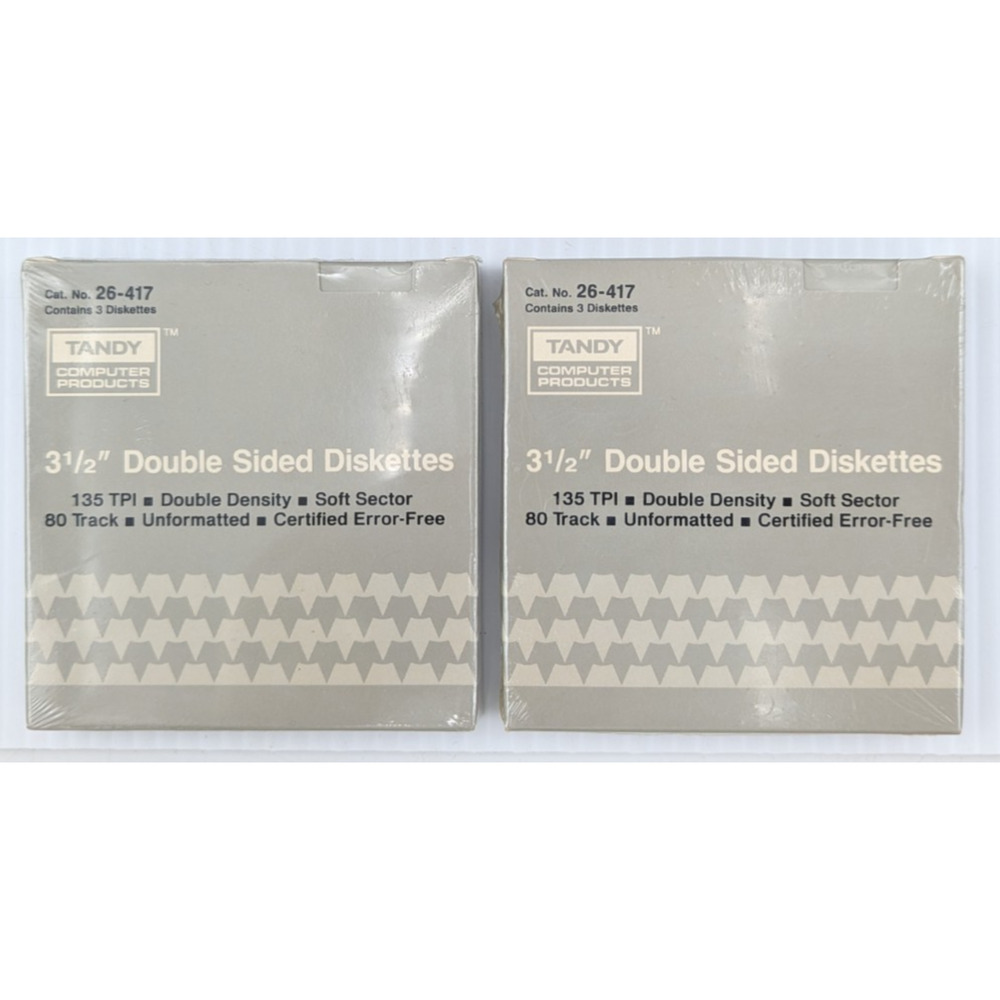 Tandy 26-417 Blank 3 1/2" Double Sided Diskettes 2 Packs 6 Diskettes Total